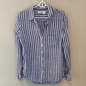 Workshop Republic Clothing Blue and White Linen Blend Shirt